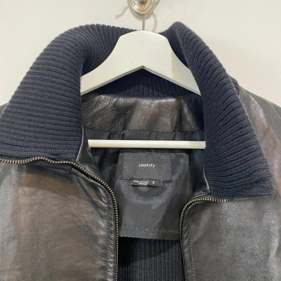 Identify 100% Leather Knit Fitted  Jacket with Mock Cowl Neck 🇨🇦 Made - Picture 4 of 17